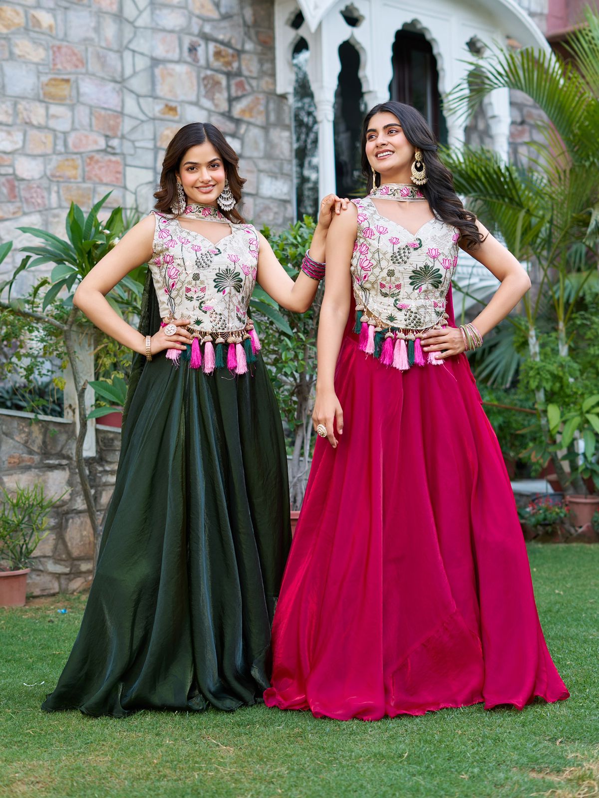 Simar Tissue Silk Embroidered Lehenga Set – Big 9 Meter Flair 🌟