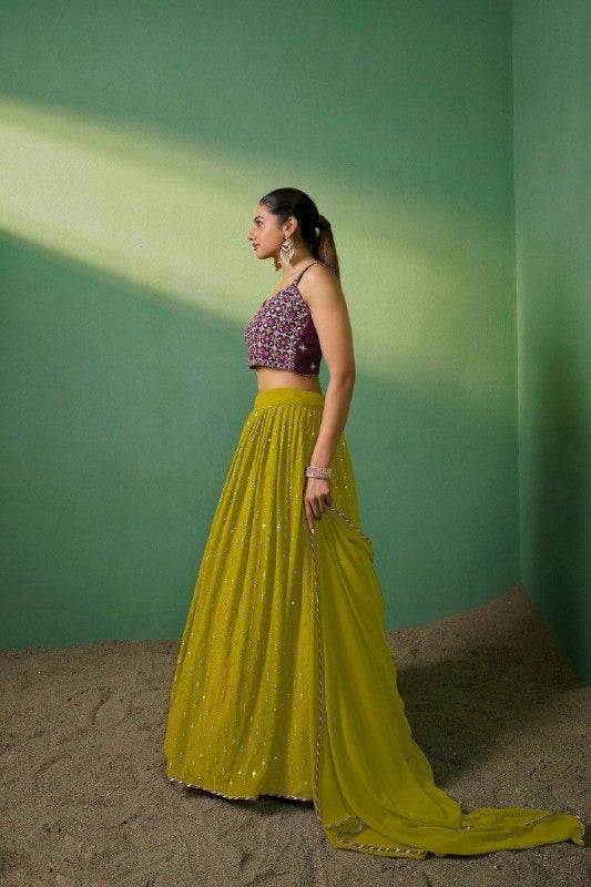 Heavy embroidered green lehenga for weddings