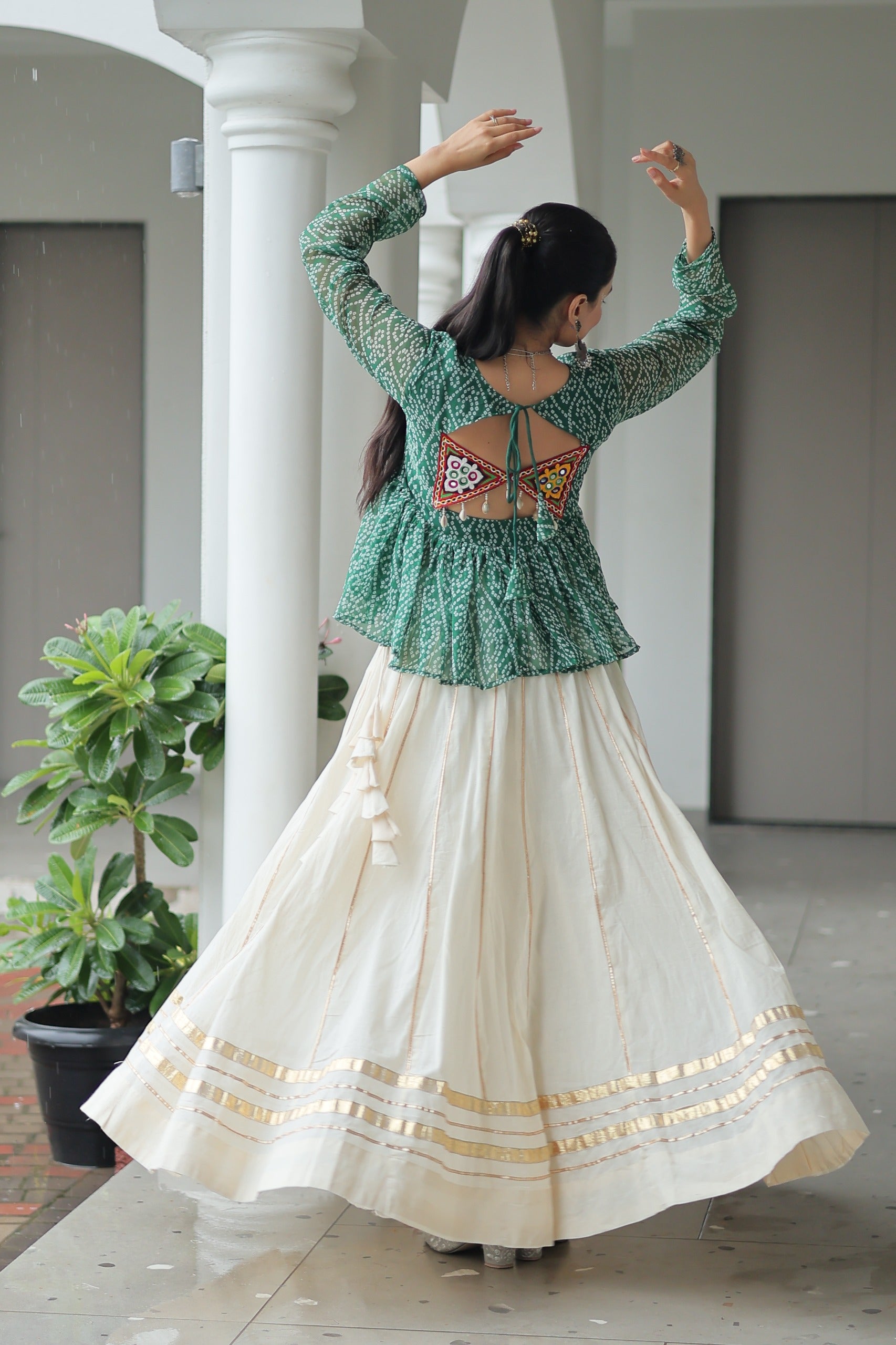 Elegant Kora Cotton Lehenga with Gota Work by Vastralyn