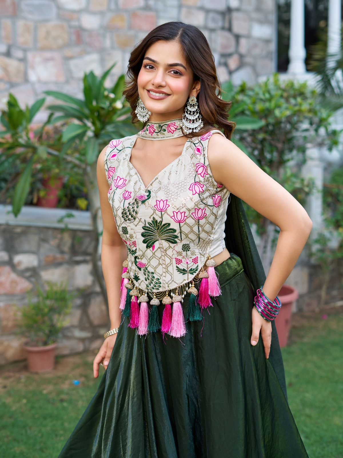 Simar Tissue Silk Embroidered Lehenga Set β Big 9 Meter Flair π