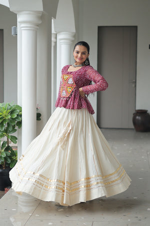 Maroon Traditional Lehenga Set with Gota Patti Lace
