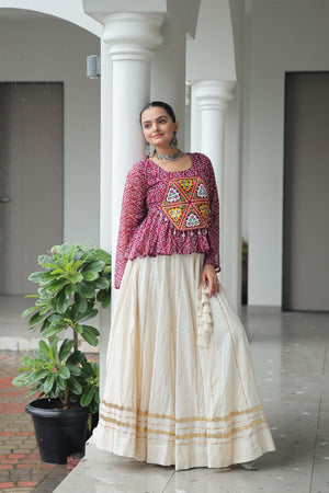 Maroon Traditional Lehenga Set with Gota Patti Lace