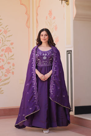 beads work gown with dupatta India