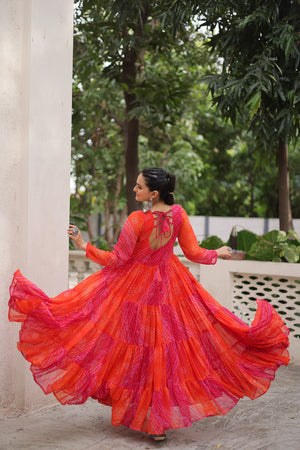 Vastralyn 12 Meter Flair Gown Styled for Festive Occasions