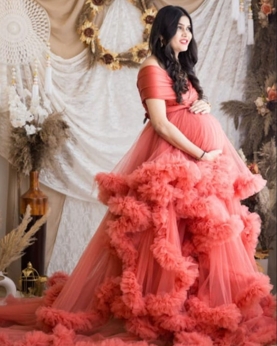 Ruffle Maternity Gown