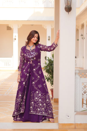 purple palazzo outfit