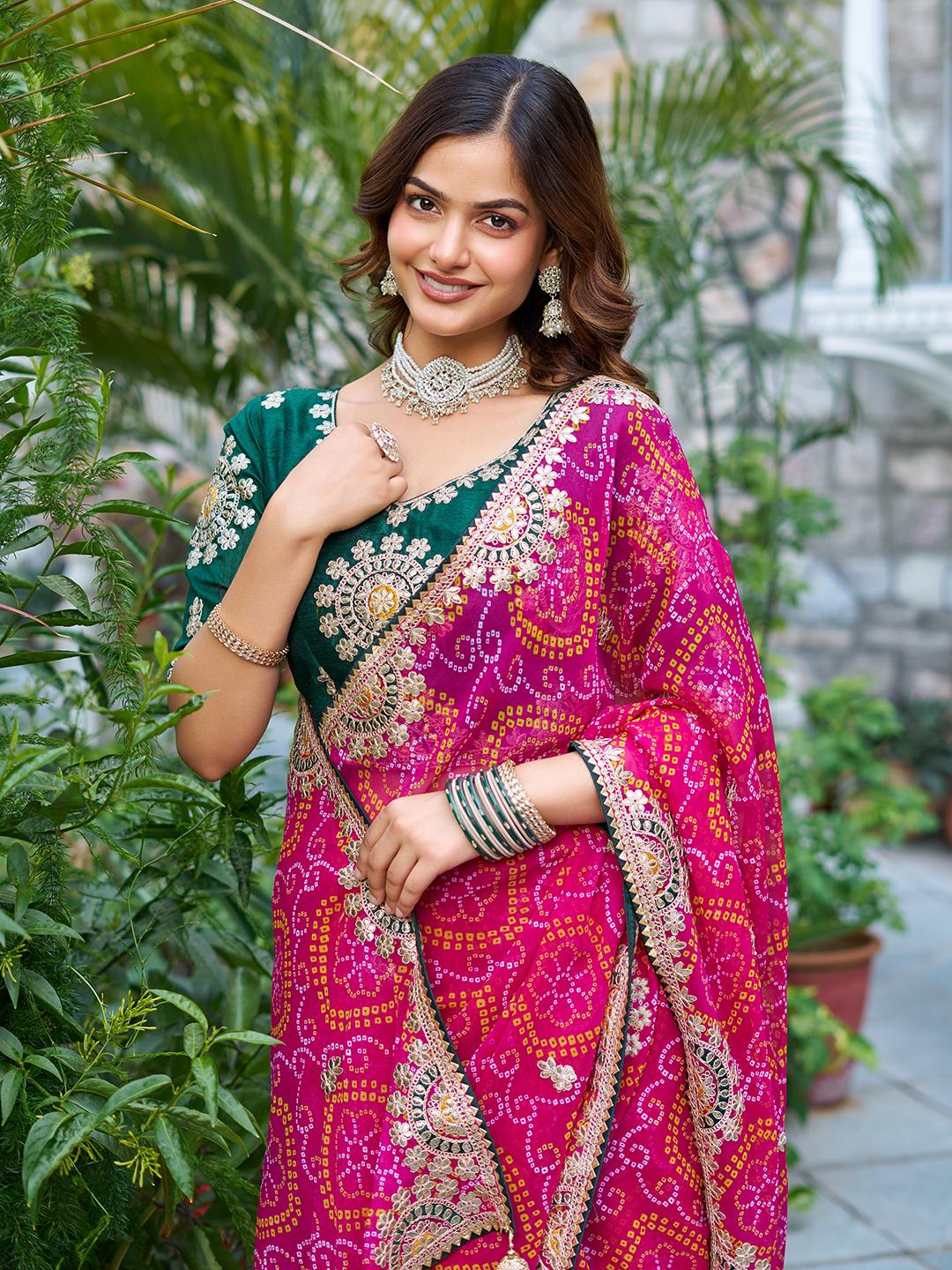 bandhani gota patti saree online