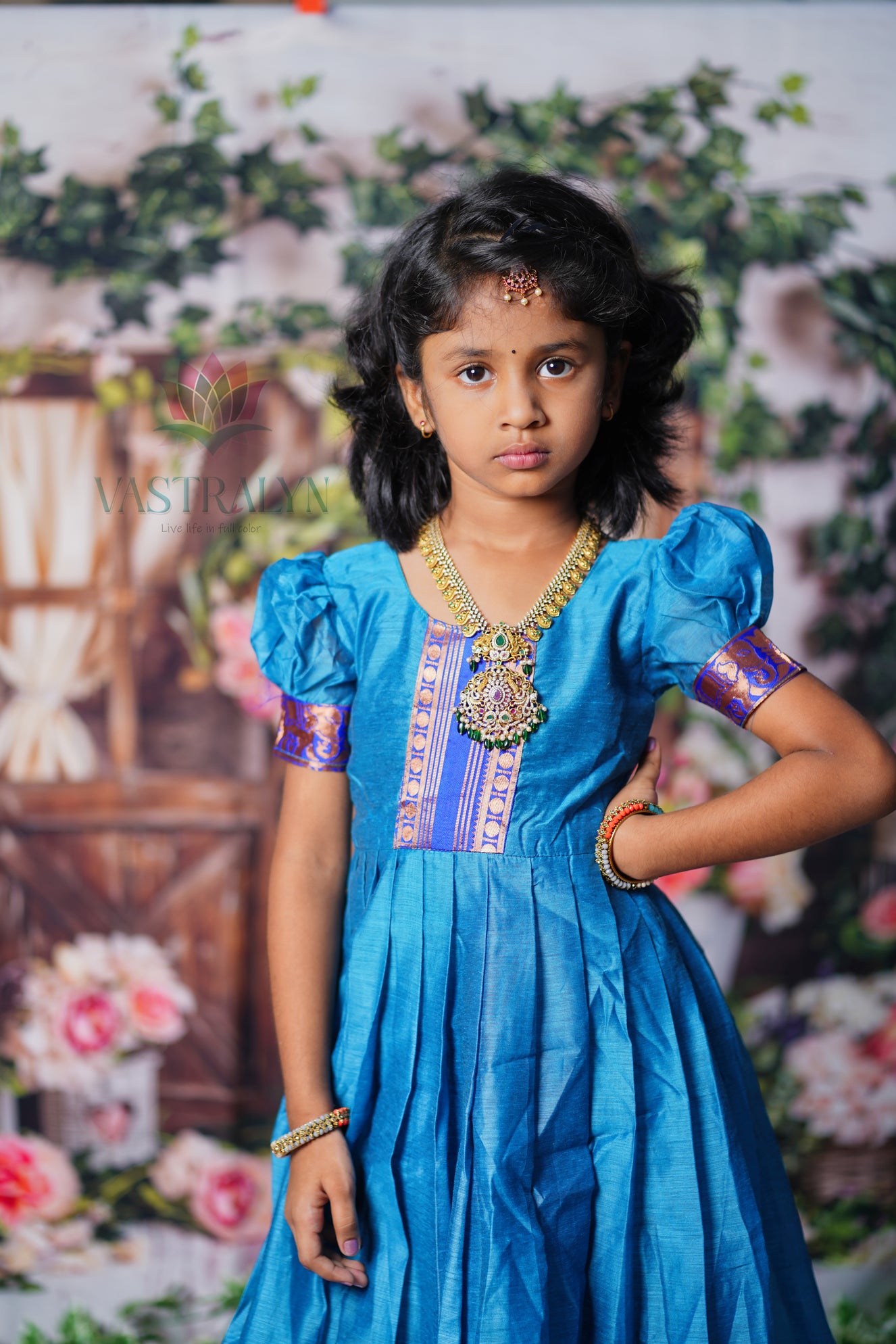 Mom Daughter Matching Royal Blue Silk Gown Set – Vastralyn