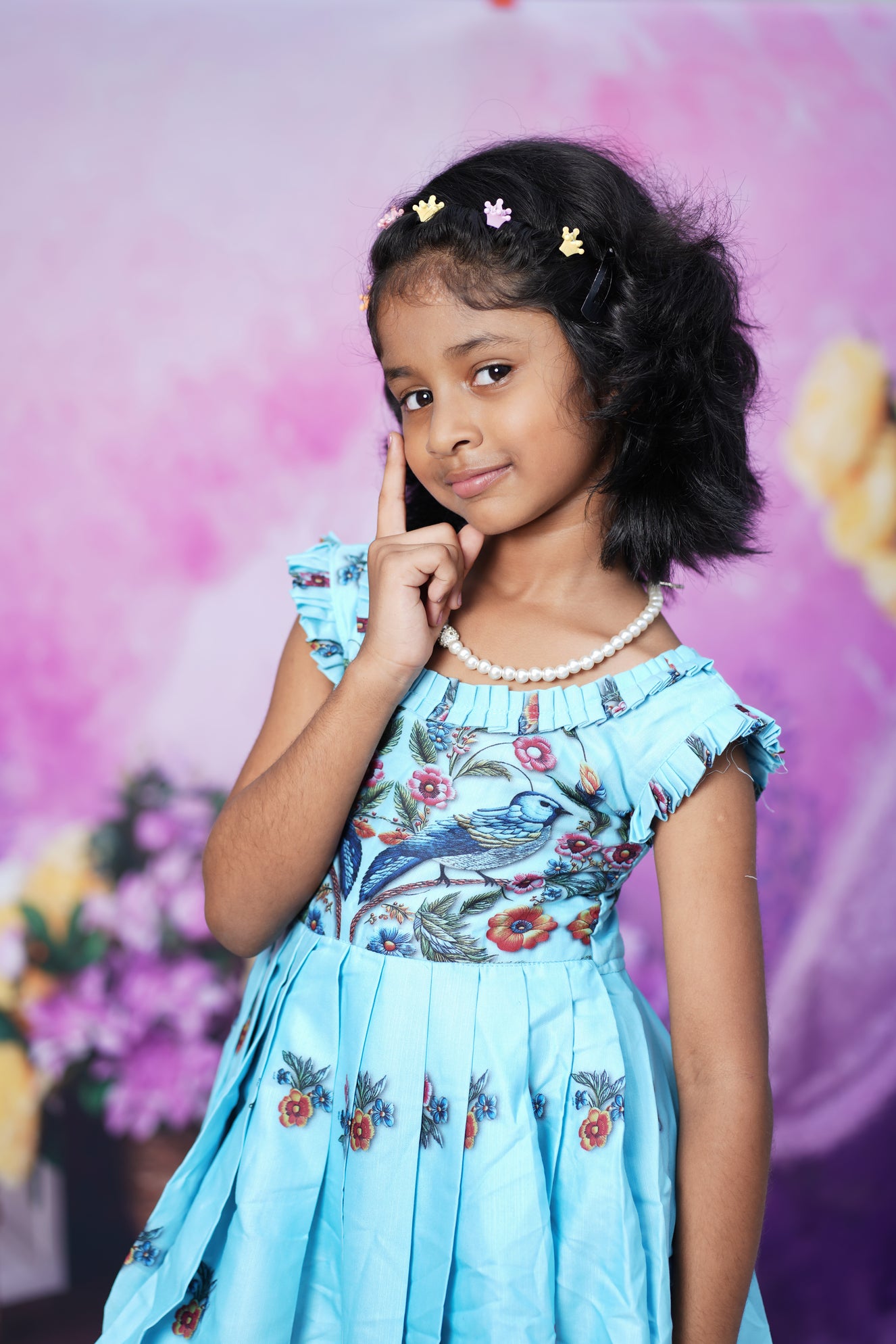 bird print frock for girls