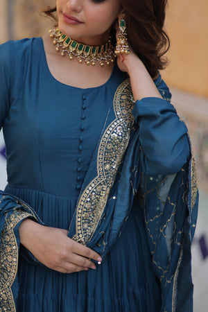 layered gown with dupatta