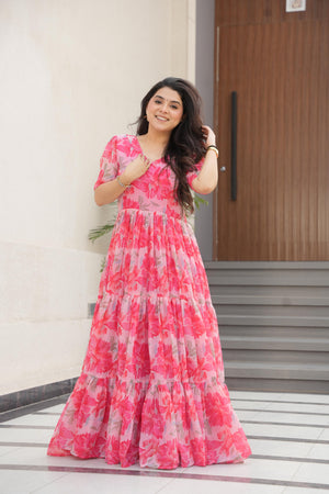 Peach floral gown