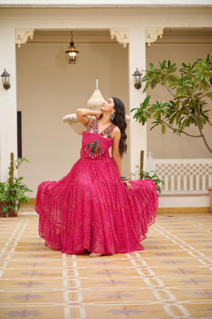 Pink georgette gown