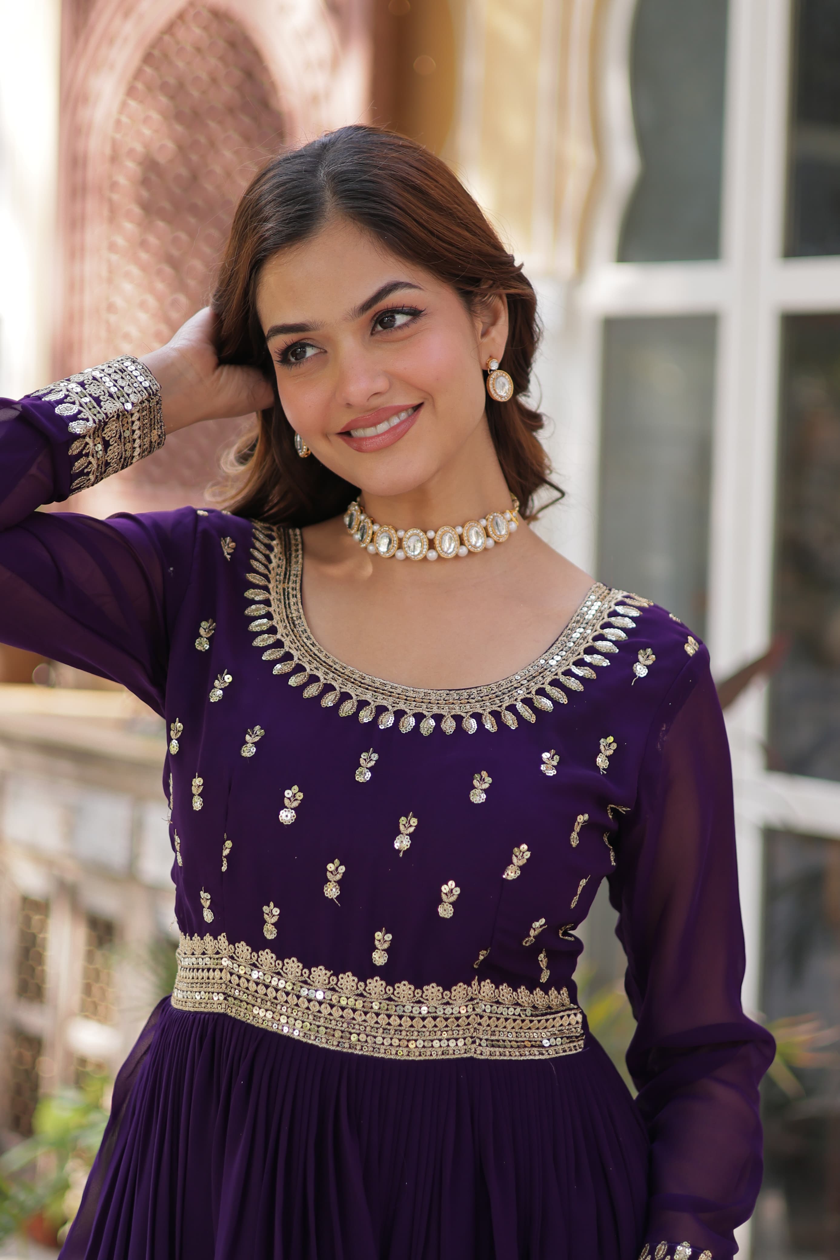 full sleeves gowns for party
