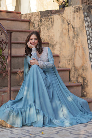embroidered gown for party