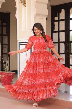 red floral maxi dress