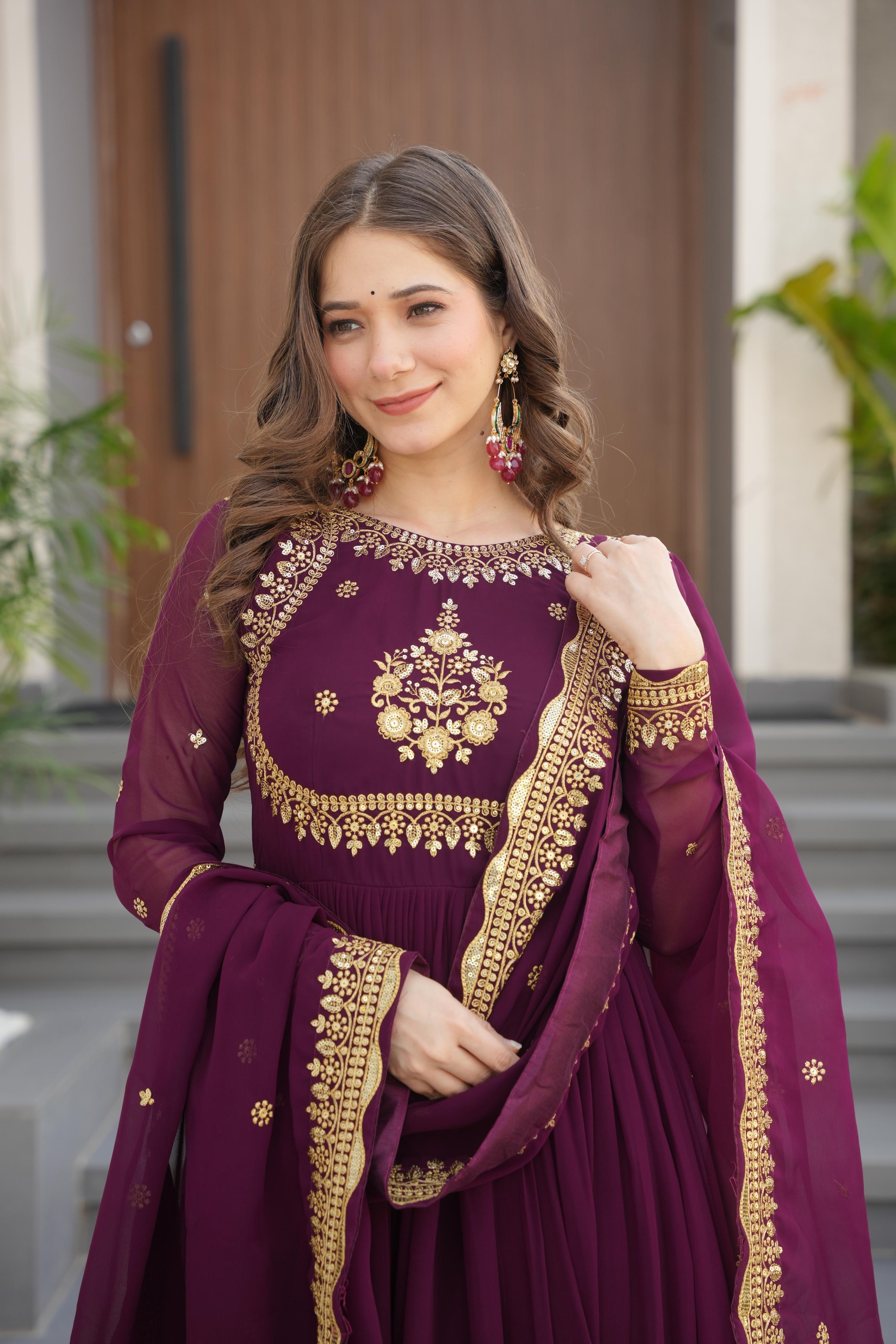 Wine maroon gown for women