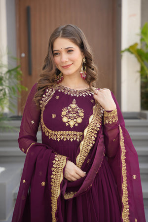 Wine maroon gown for women
