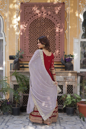 red gown with dupatta