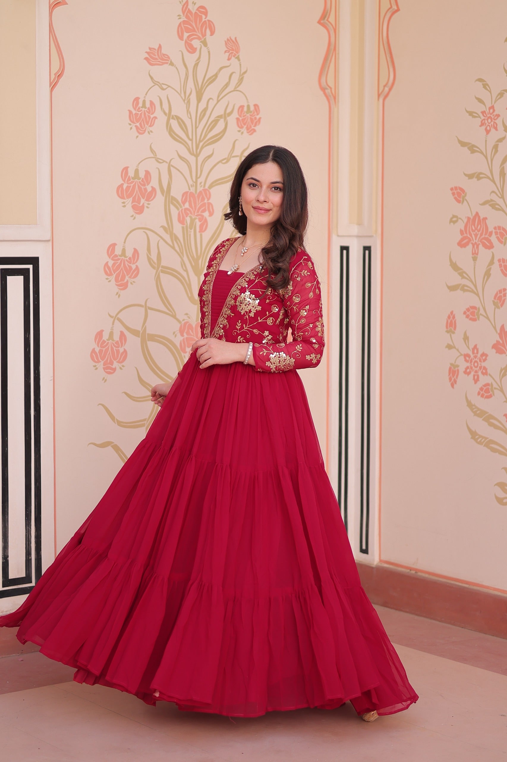 vastralyn Pink Anarkali Dress
