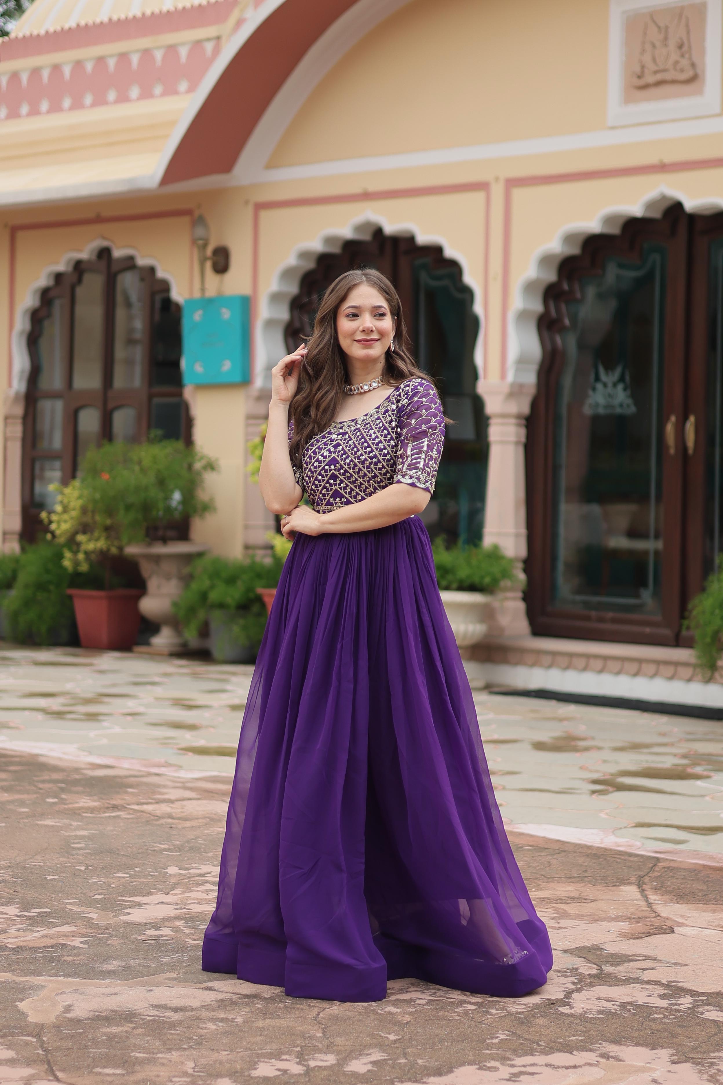 sachin and babi light blue dress Royal Purple Designer Readymade Gown with Zari & Sequin Embroidery – P –  VASTRALYN
