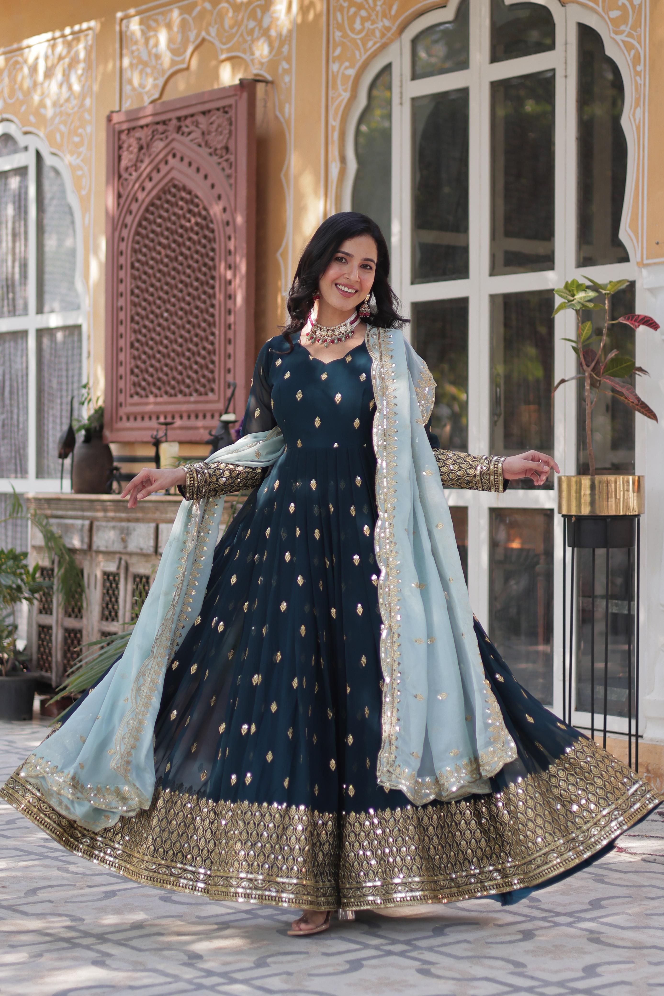 readymade gown with dupatta