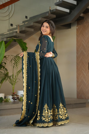 Dark green gown for women