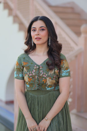 Green Embroidered Koti