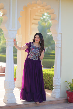 embroidered party wear gown