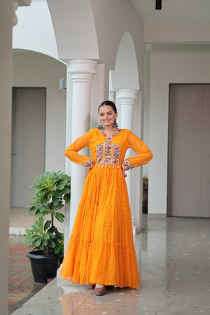 Bandhani Print Gown