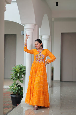 Bandhani Print Gown