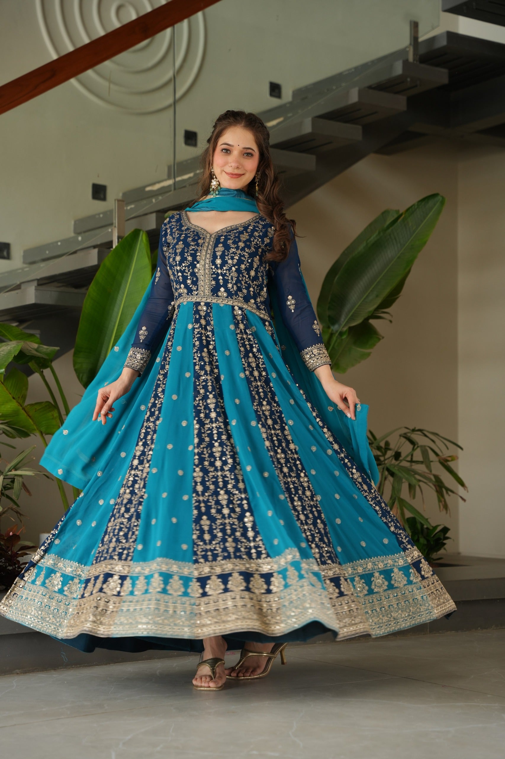 women's gown with dupatta