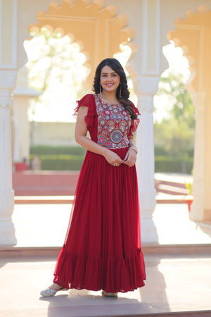 faux blooming embroidered gown