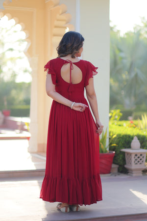 sequin embroidered gown