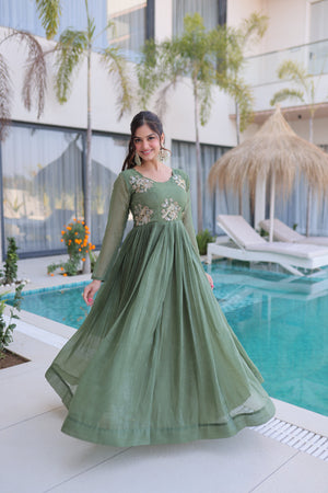 traditional embroidered long gown