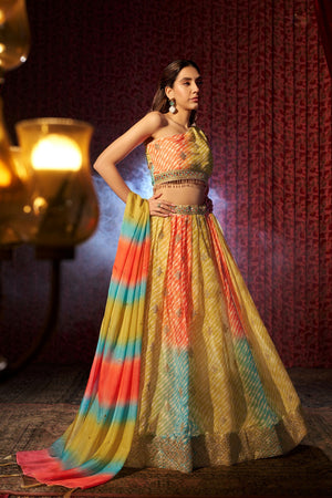 Multicolor digital print lehenga