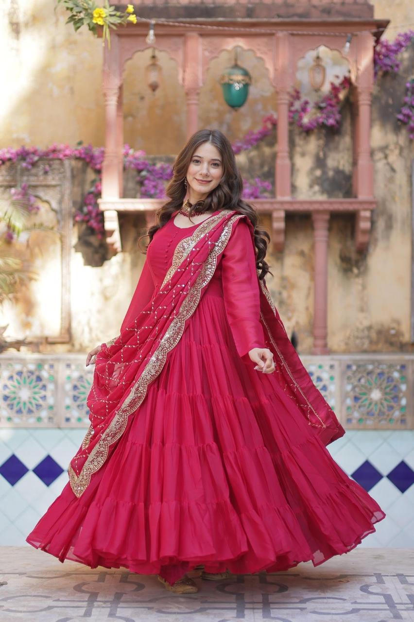 festive gown with dupatta