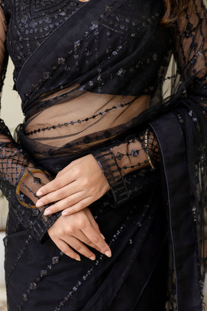 net saree party wear