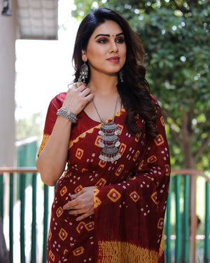 Bandhej Silk Saree