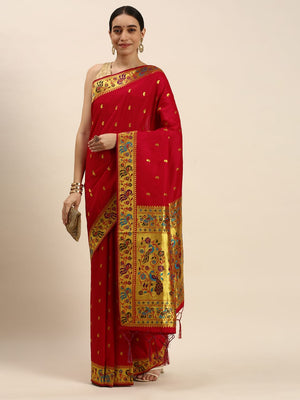 Pure silk saree with gold zari