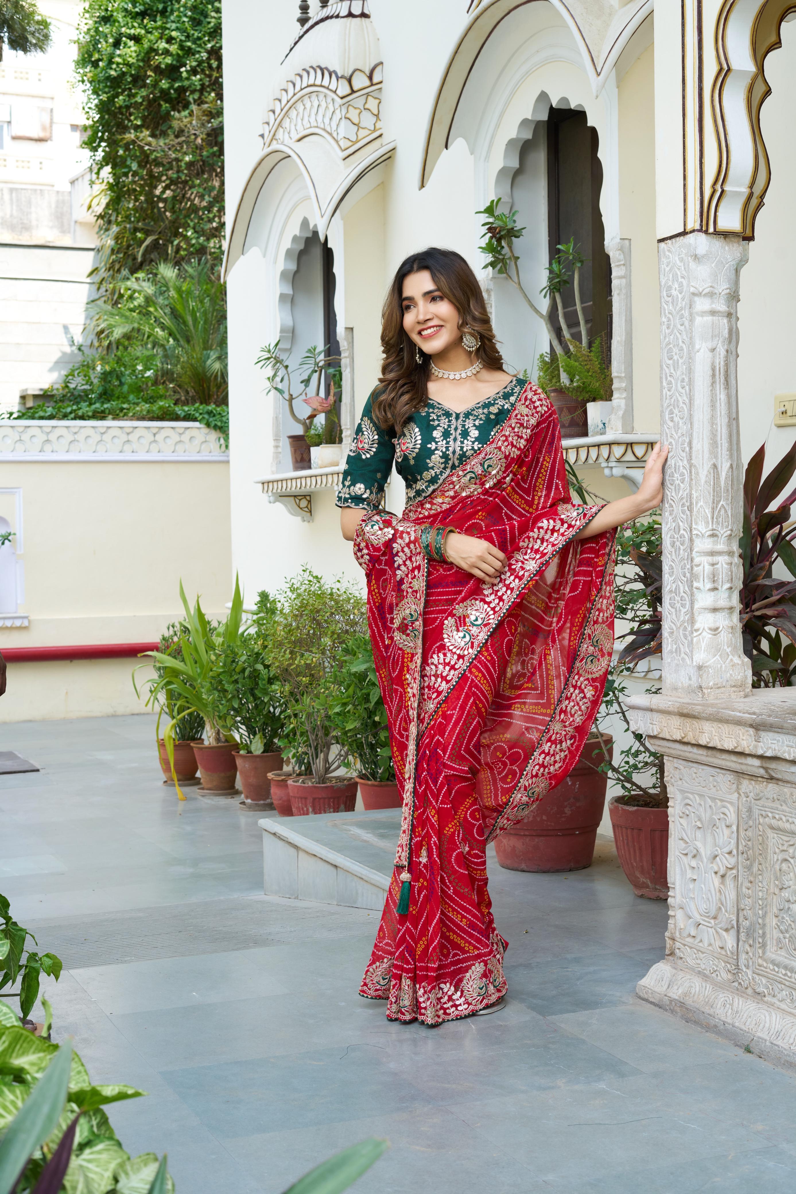 bandhani print saree
