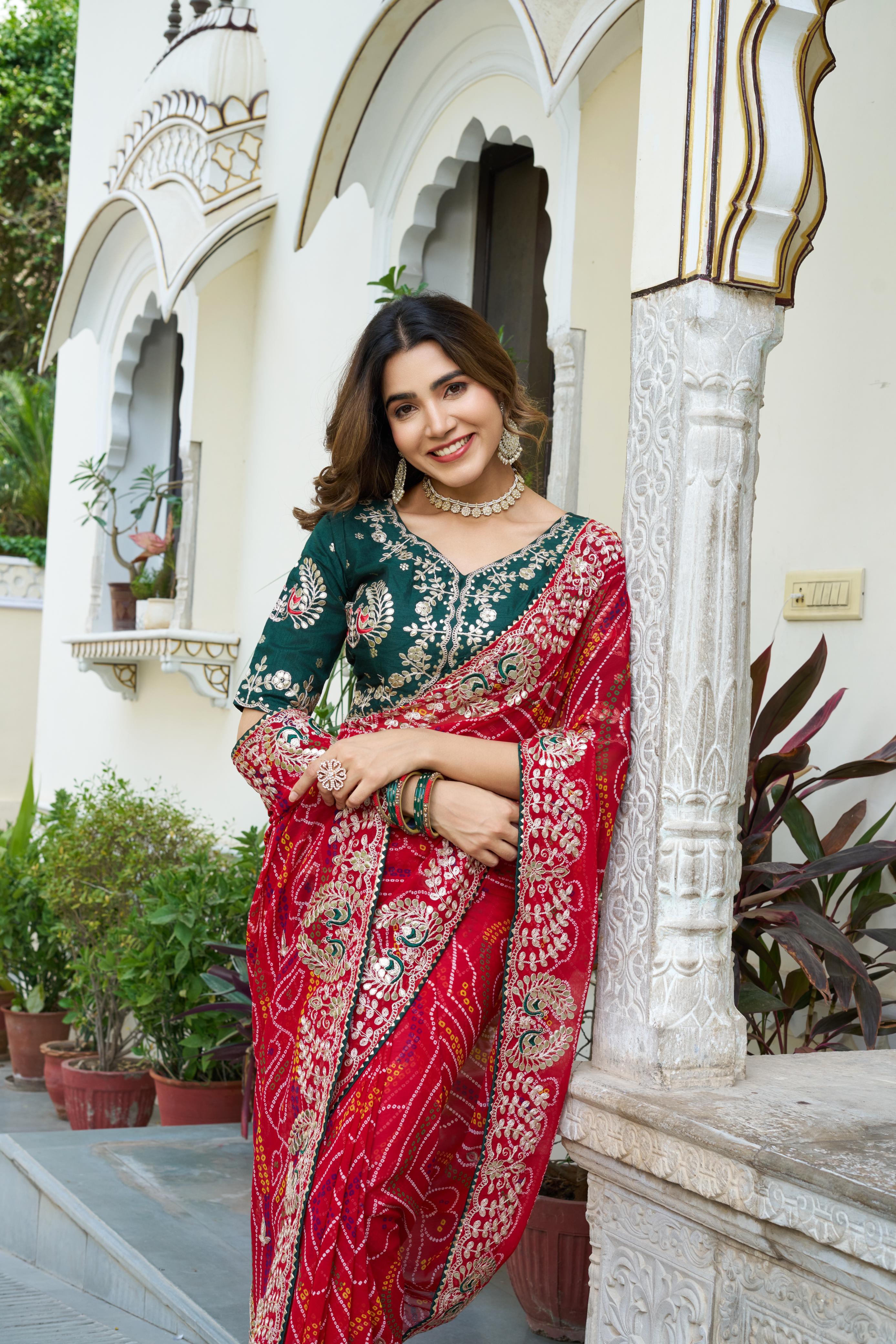 jaipuri bandhani saree