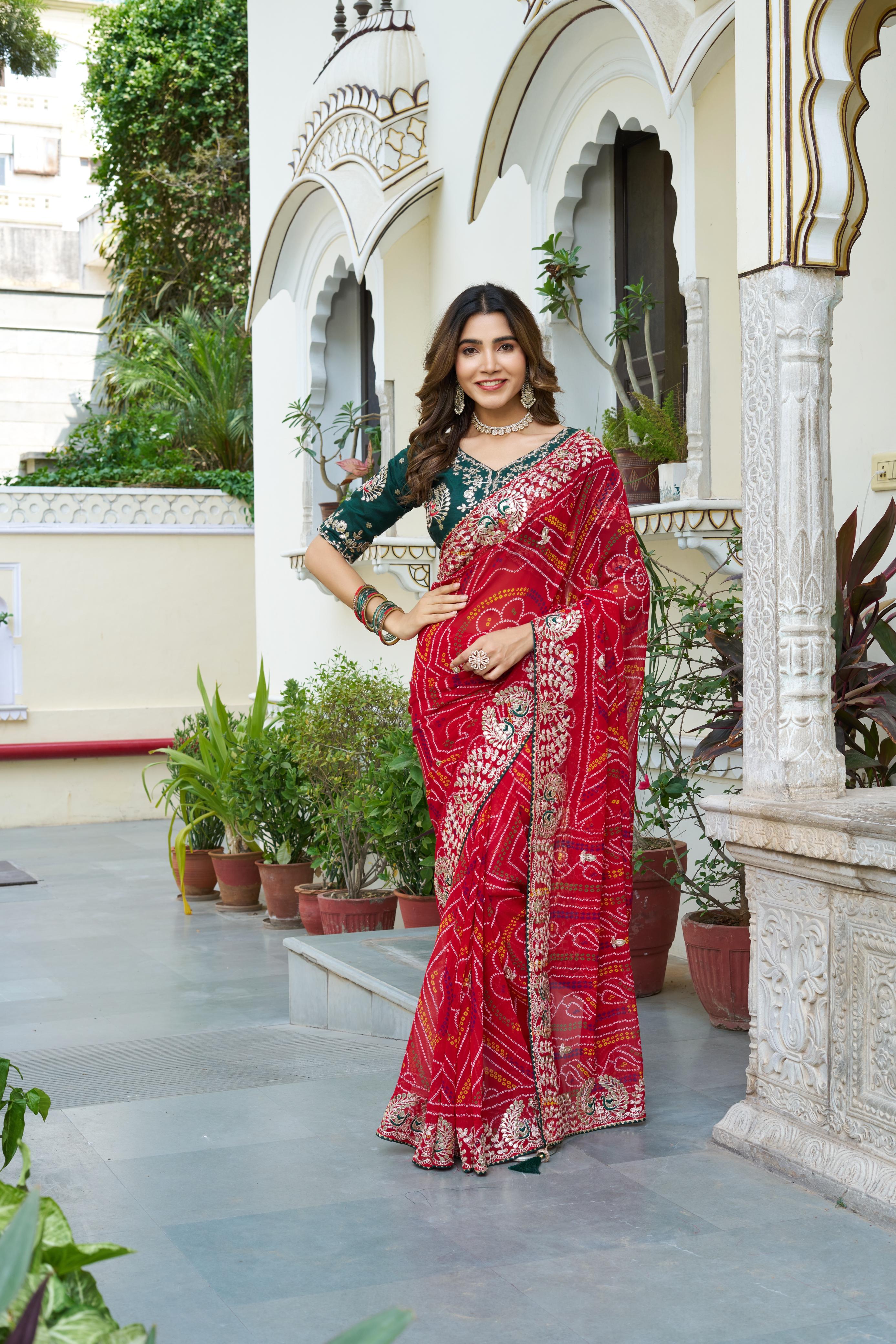 Partywear Bandhani saree