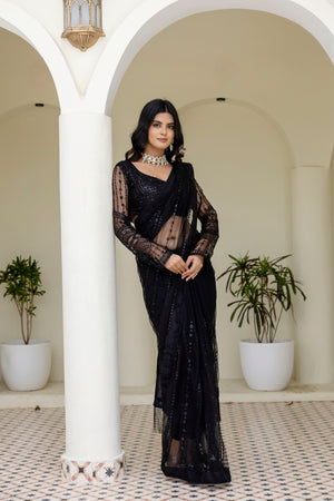 net saree party wear