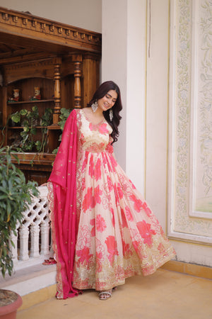 Latest designer pink gown online