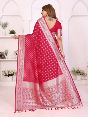 Elegant red saree with pallu