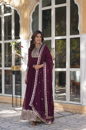 wine gown with dupatta