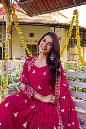Premium Fox Georgette gown with embroidery