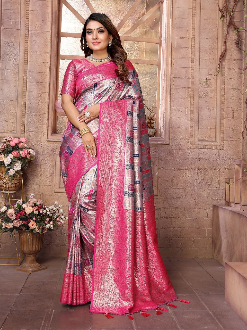 Party wear ethnic saree with intricate weaving