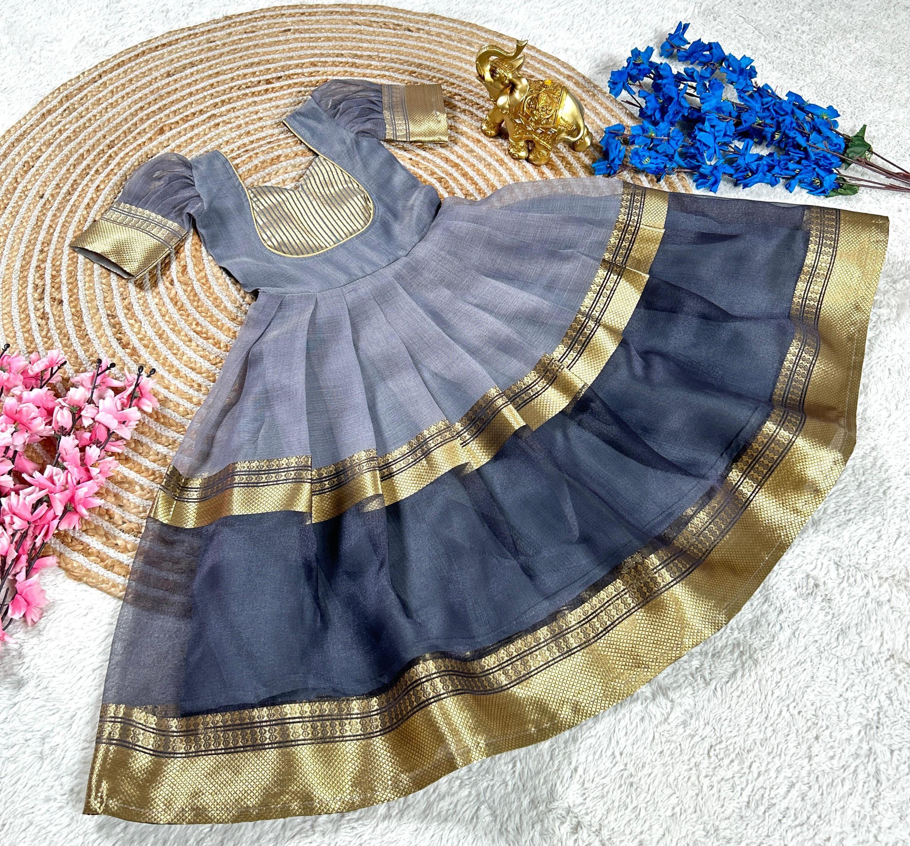 Barbie-Inspired Mysore Tissue Silk Gown for Kids 🎀