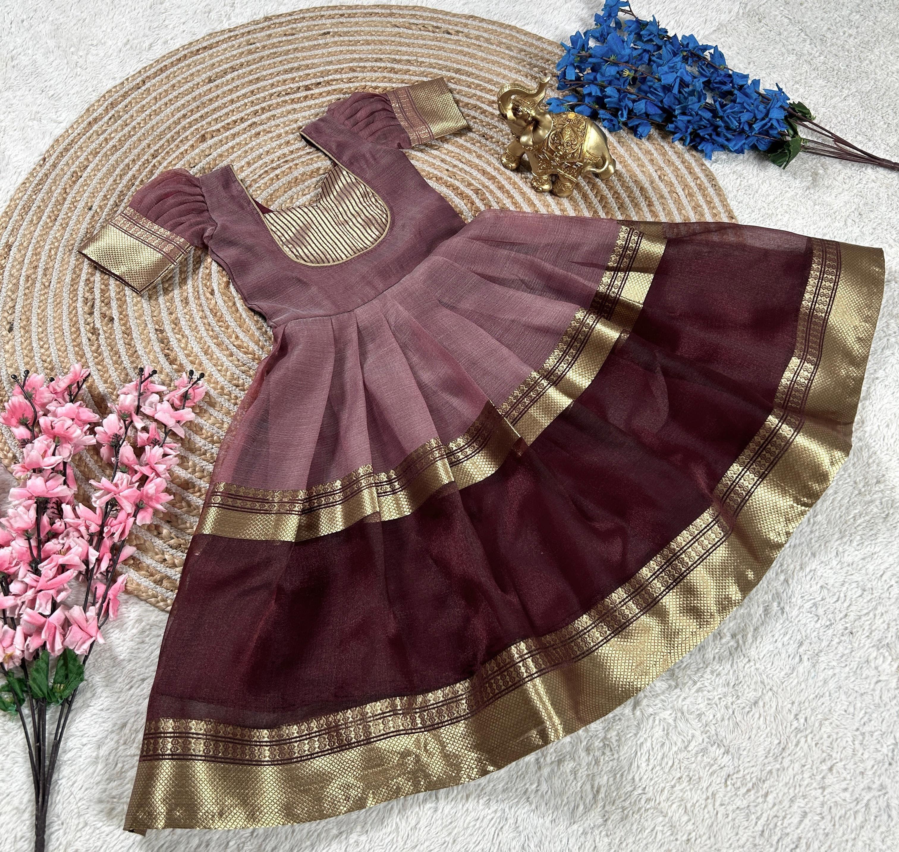 Barbie-Inspired Mysore Tissue Silk Gown for Kids 🎀